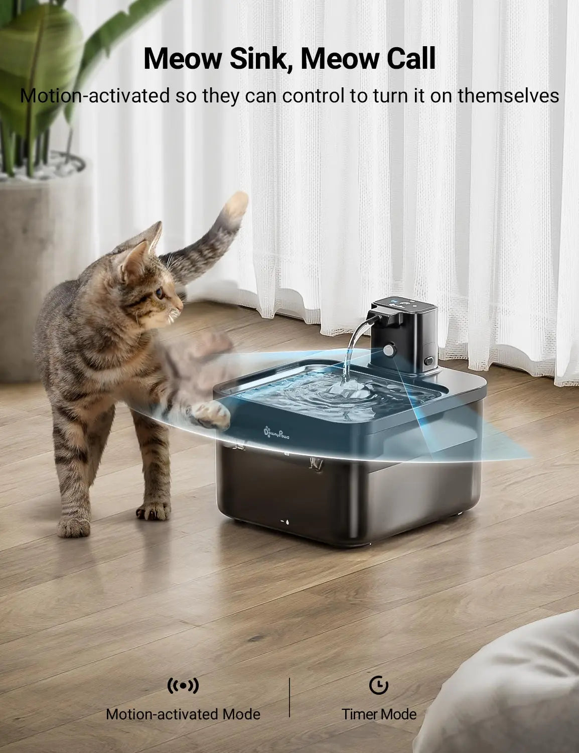 DownyPaws Wireless Cat Water Fountain – 2.5L Stainless Steel Smart Dispenser
