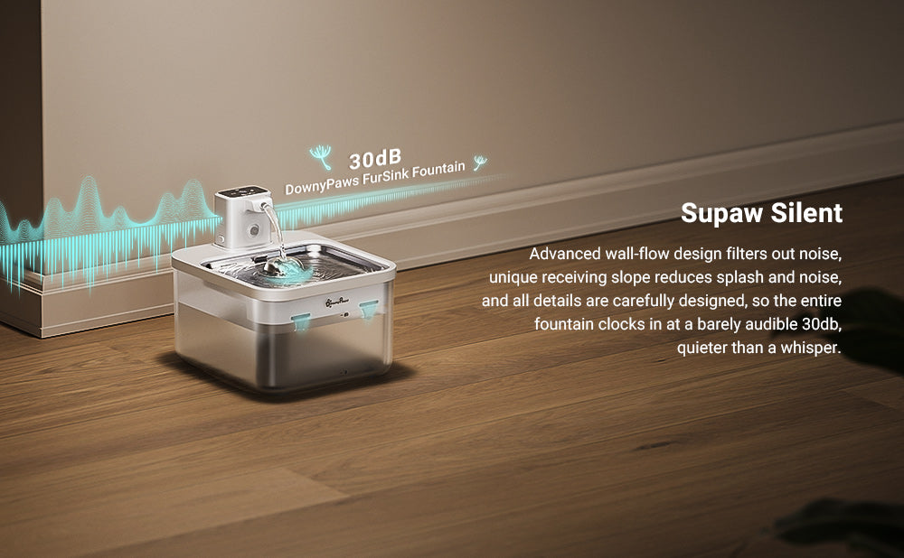 DownyPaws Wireless Cat Water Fountain – 2.5L Stainless Steel Smart Dispenser