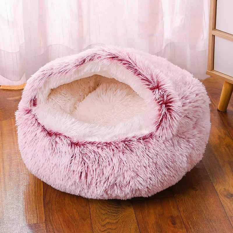 Plush Hooded Cat Bed