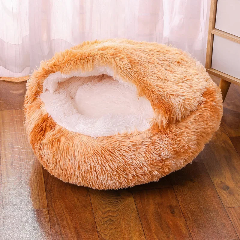 Plush Hooded Cat Bed