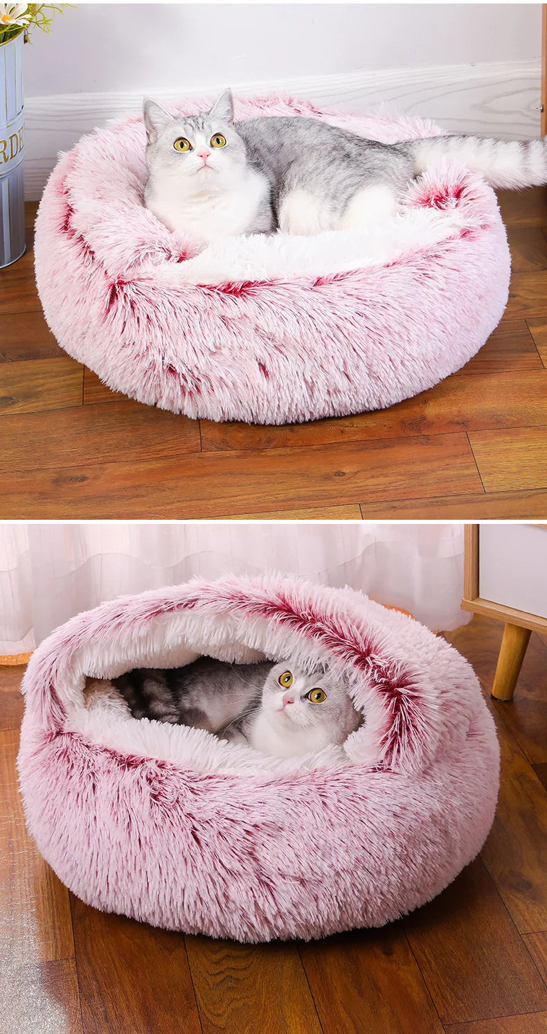 Plush Hooded Cat Bed