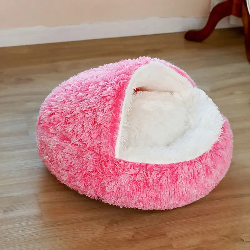 Plush Hooded Cat Bed