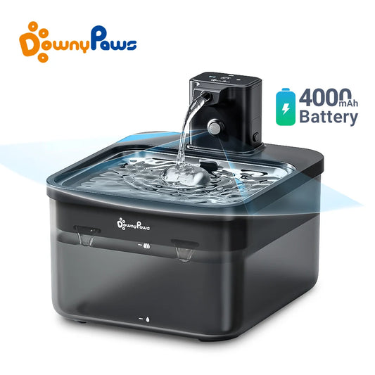 DownyPaws Wireless Cat Water Fountain – 2.5L Stainless Steel Smart Dispenser