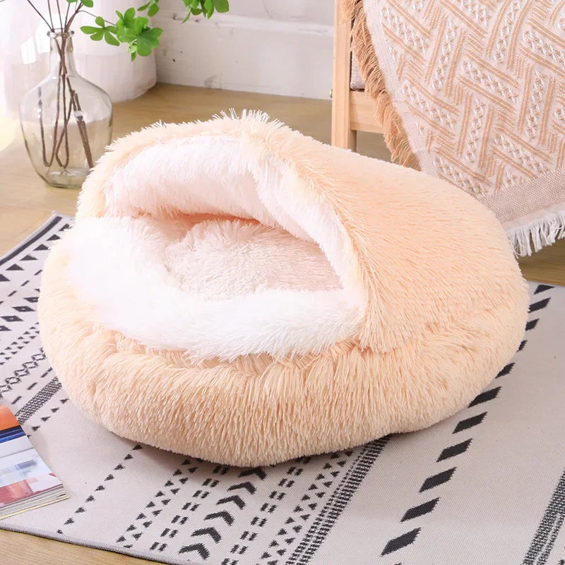 Plush Hooded Cat Bed