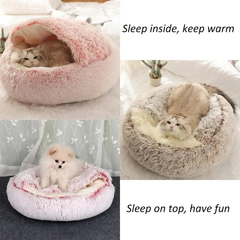 Plush Hooded Cat Bed