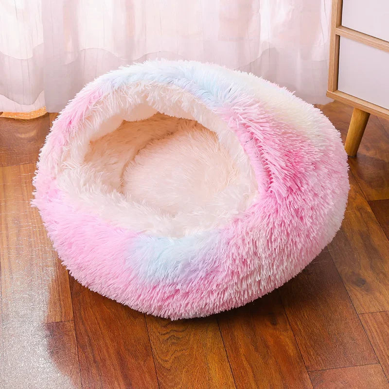 Plush Hooded Cat Bed