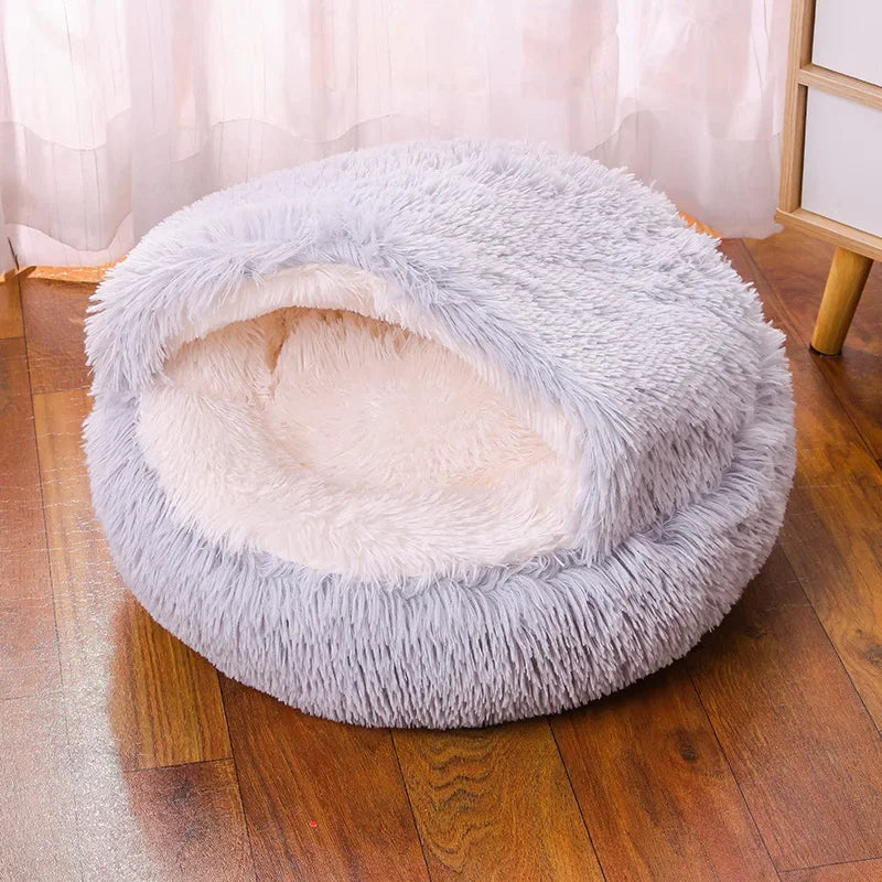 Plush Hooded Cat Bed