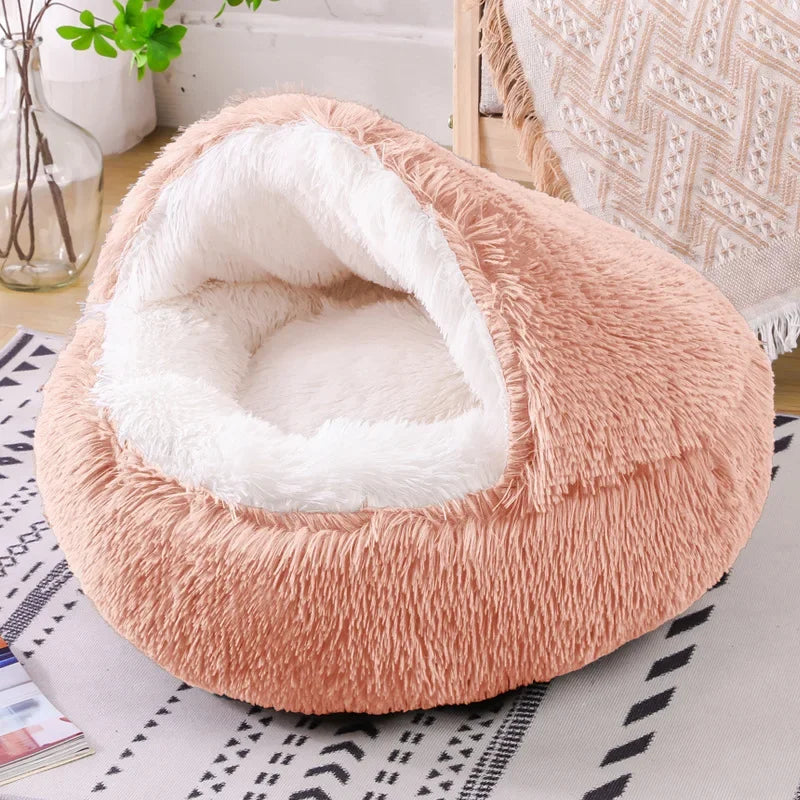 Plush Hooded Cat Bed