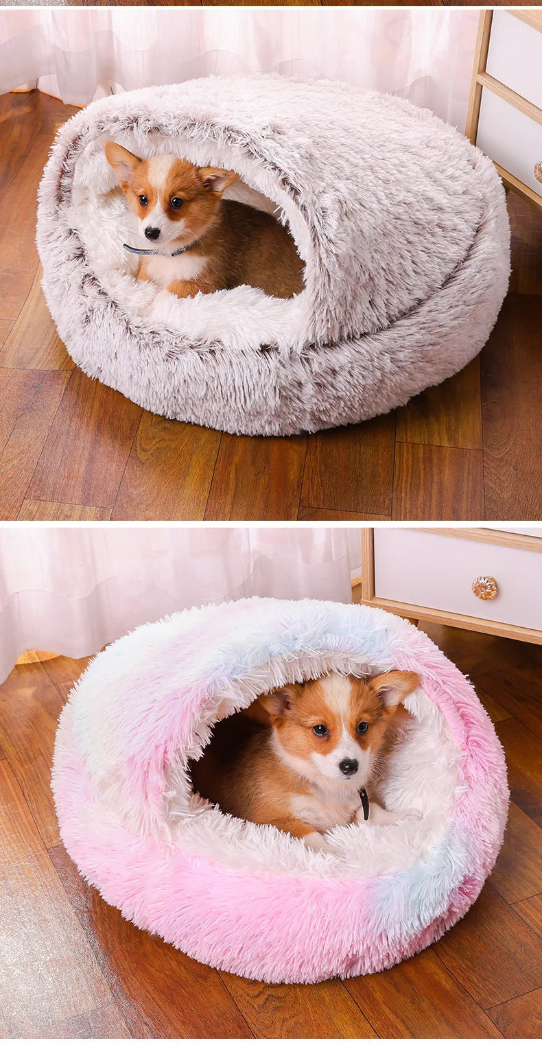 Plush Hooded Cat Bed