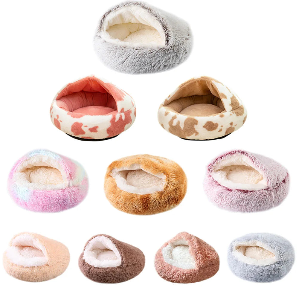 Plush Hooded Cat Bed